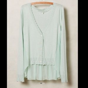 Anthropologie romantic mint green cardigan